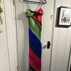 AKIRA Colorful Watercolor Maxi Dress